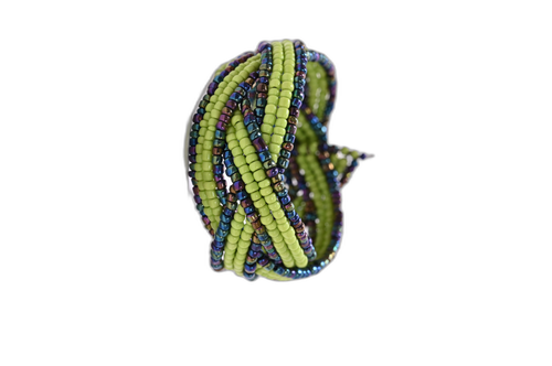 Cufflink Glass Bead Bangles – Green & Multicolor