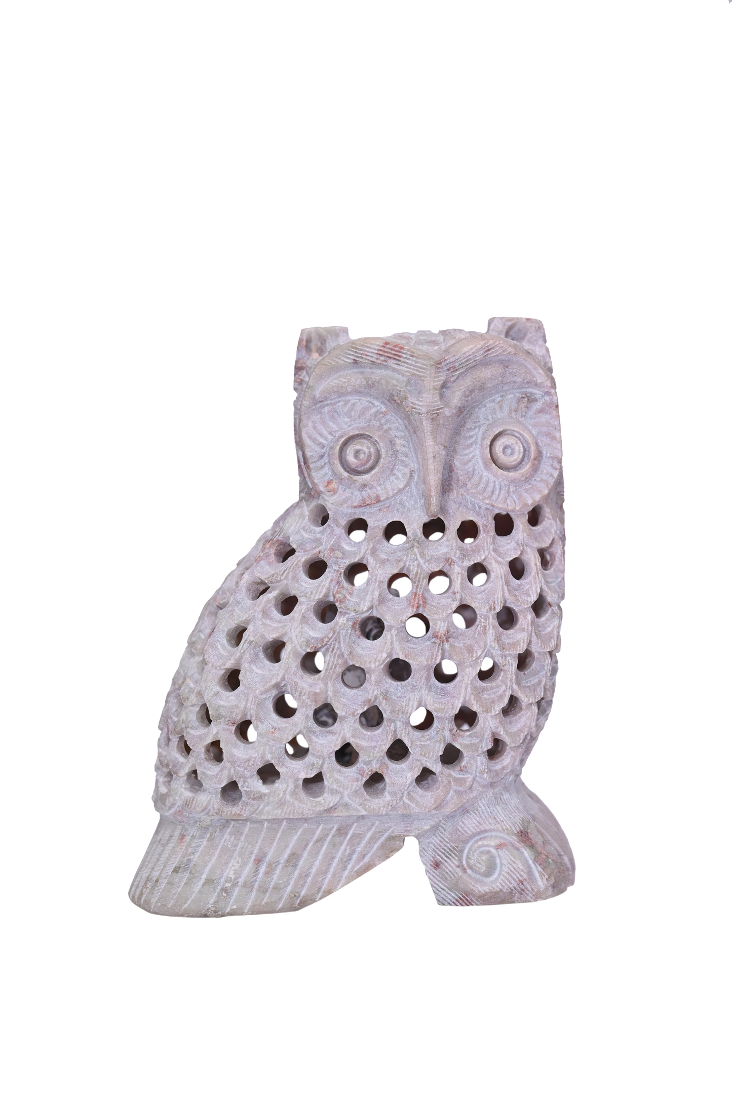 Side-Face Owl Handcrafted Stone Sculpture