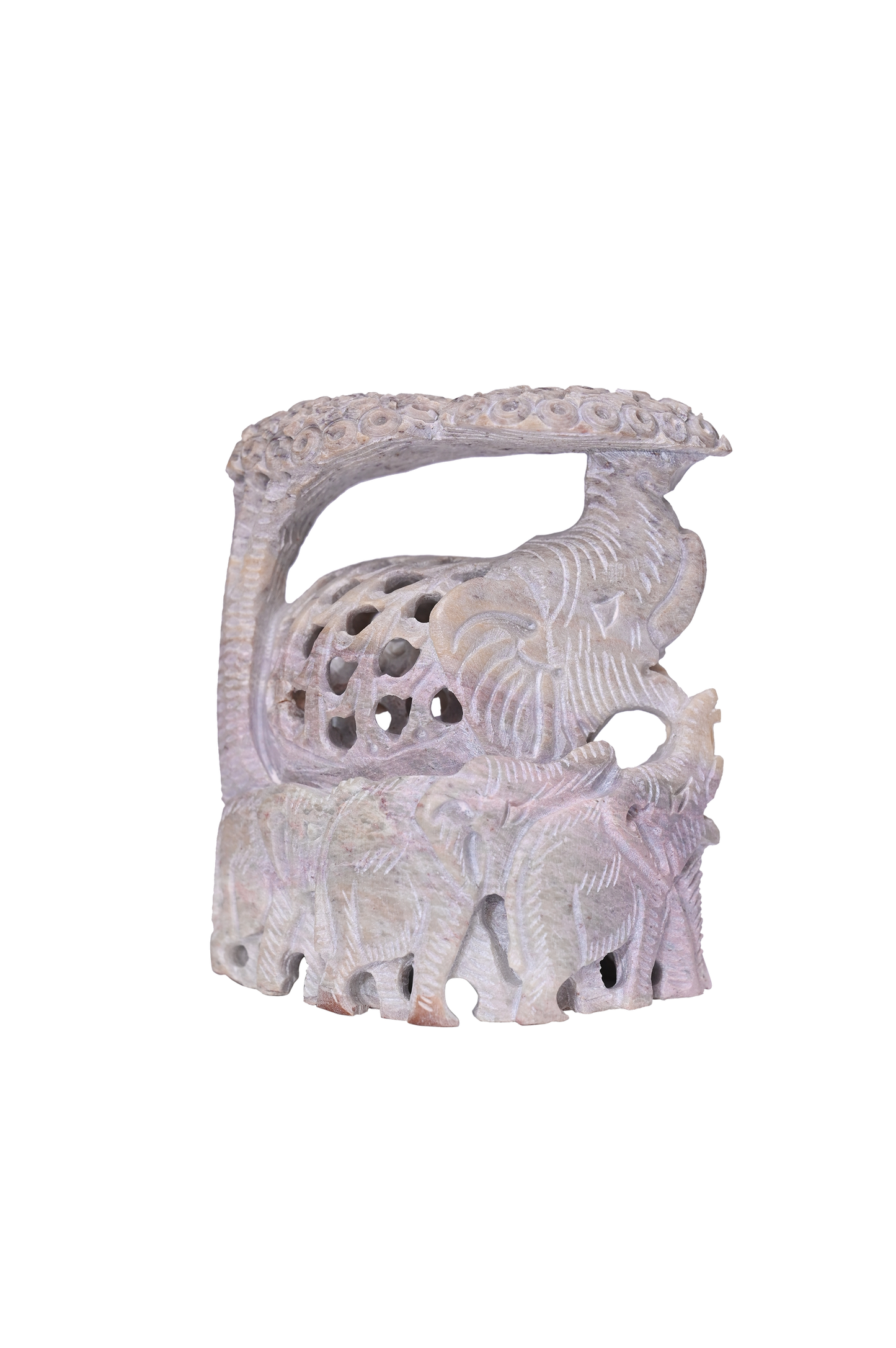 Tree Family Elephant Handcrafted Stone Sculpture