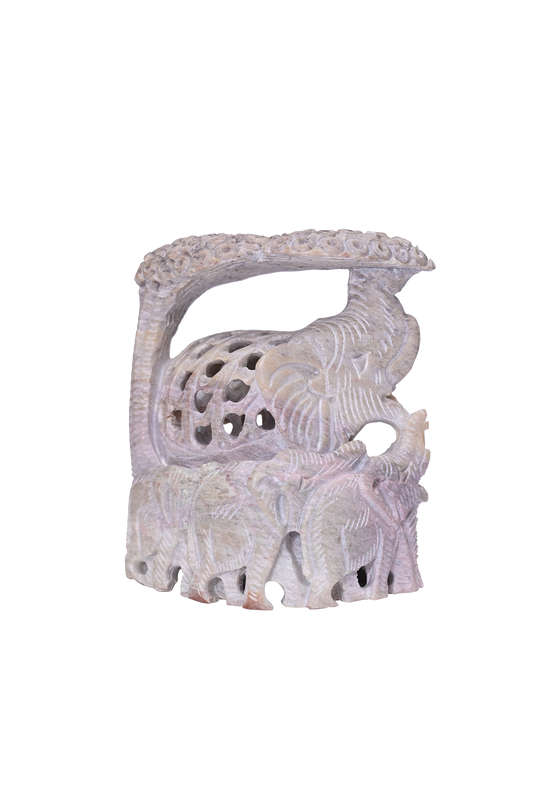 Tree Family Elephant Handcrafted Stone Sculpture