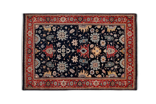Handmade Navy Blue & Red Tabriz Carpet