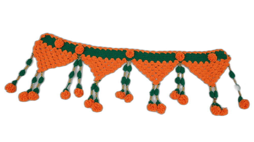Handmade Woolen Wall Hanging – Green & Orange