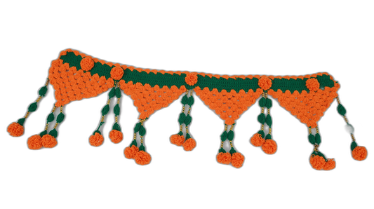Handmade Woolen Wall Hanging – Green & Orange