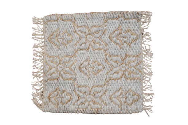 White & Golden Jute Hand-Knotted Carpet
