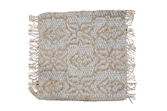 White & Golden Jute Hand-Knotted Carpet