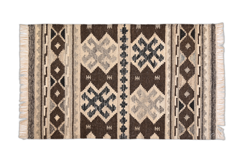 Brown & Beige Colour Varanasi Woolen Carpet