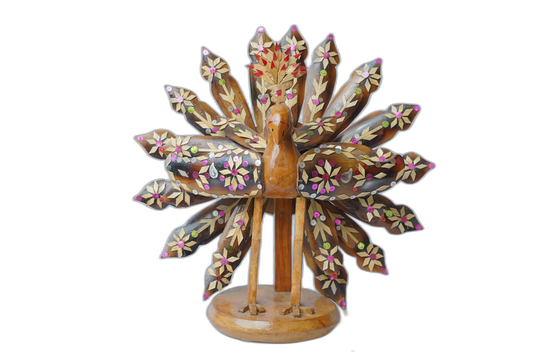 Handcrafted Wooden Peacock Décor