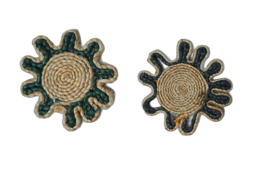 Handwoven Jute Coaster Mats – Set of 6 (Flower Shape)