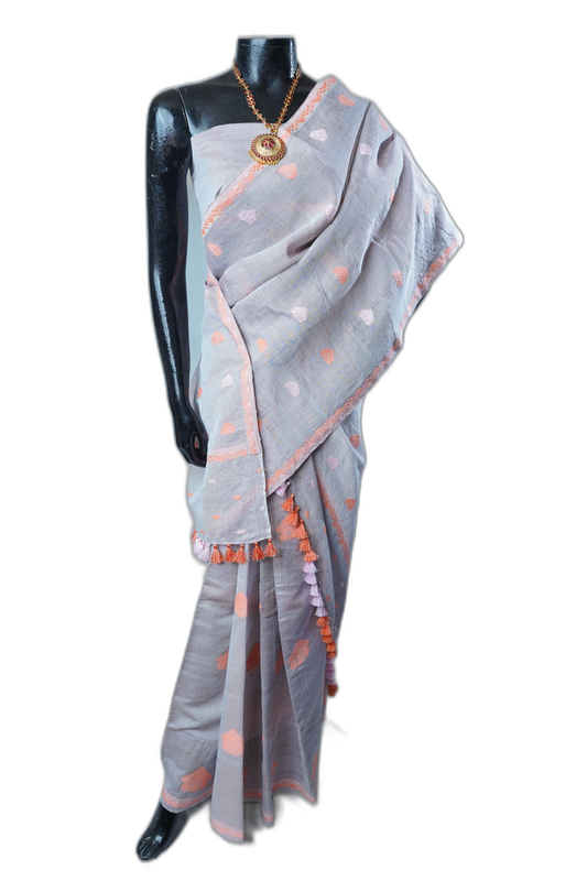 Handwoven Grey Sador Mekhela