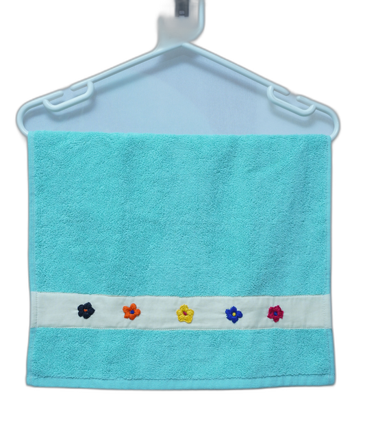 Blue Hand Embroided Hand Towel