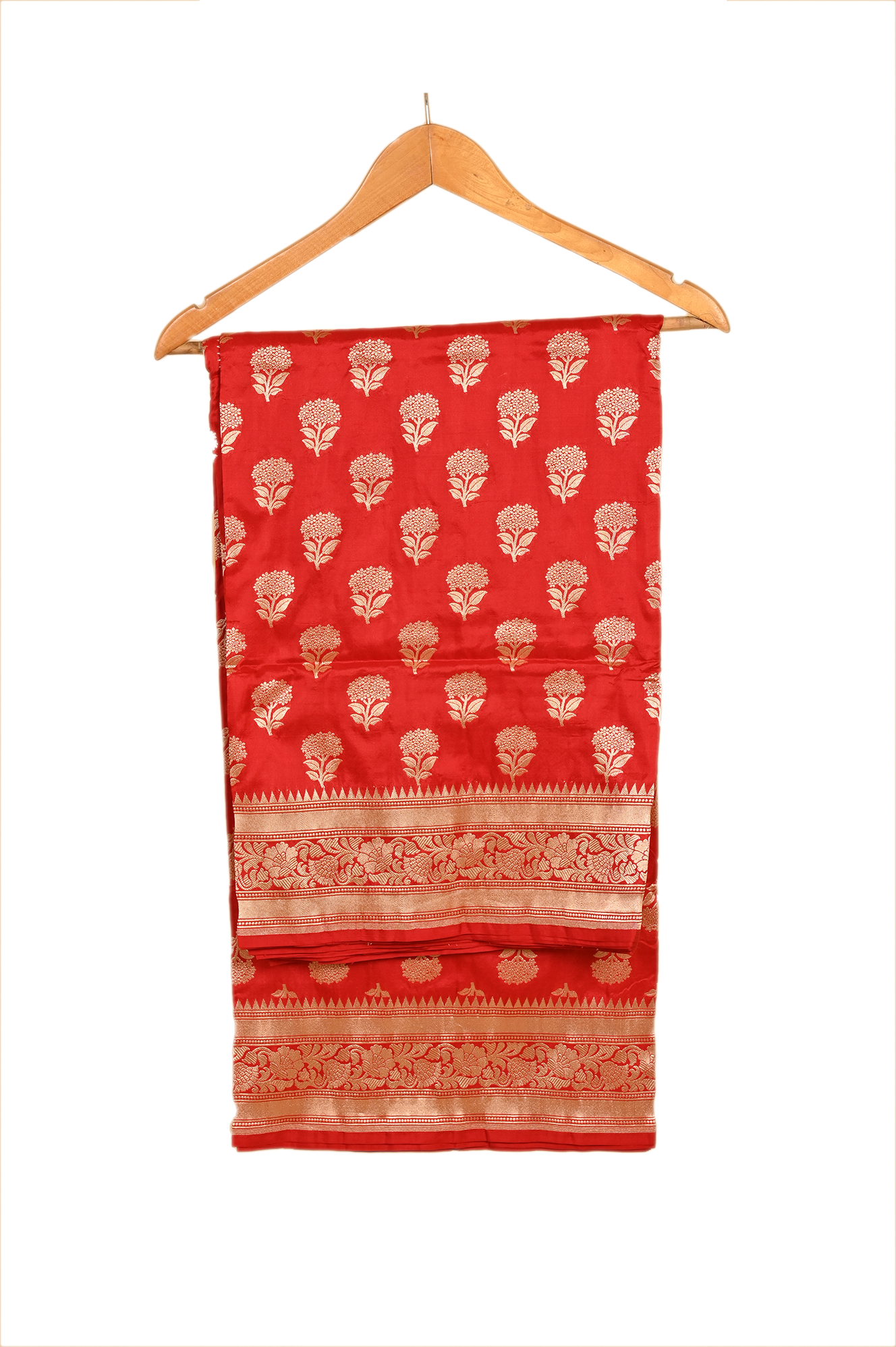 Golden-Red Kadwa Buti Malvari Silk Saree