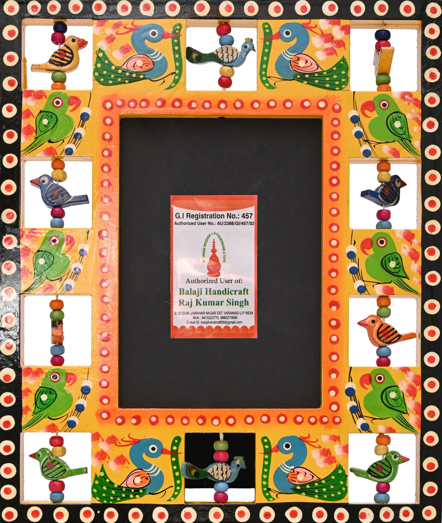 Hand-Painted Wooden Square Photo Frame – Banaras Craft