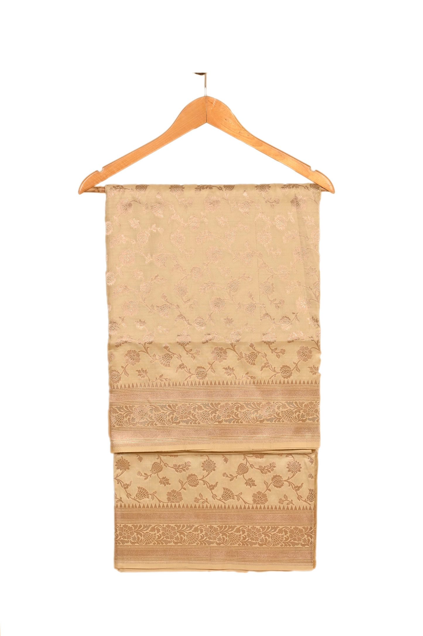 Tana Bana Malvari Silk Saree - Elegant Beige Weave