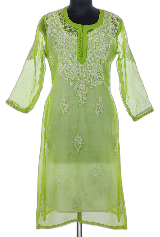 Bright Yellow Chikan Kurti