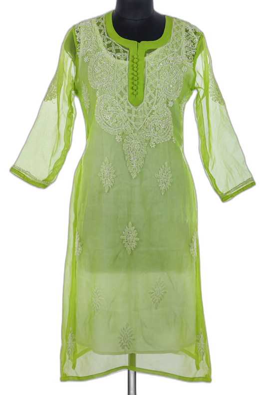 Bright Yellow Chikan Kurti