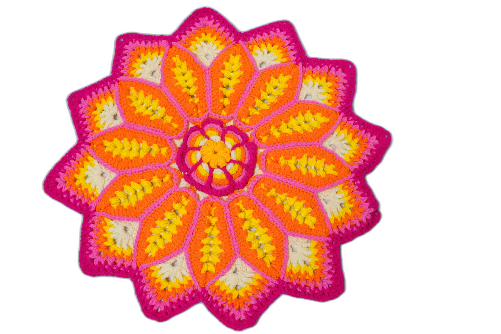Hand Crochet Circular Table Centerpiece Falkush – Flower-Shaped