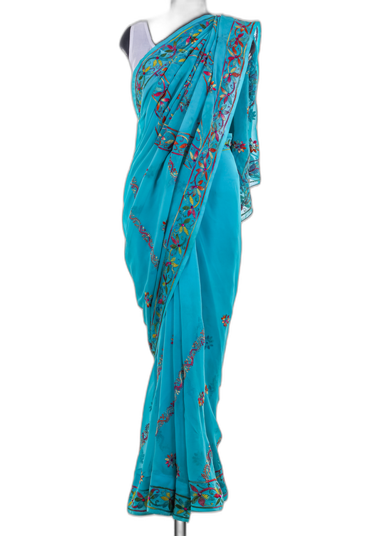 Handcrafted Blue Saree
