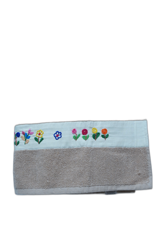Hand Embroided Bath Towel (Beige)