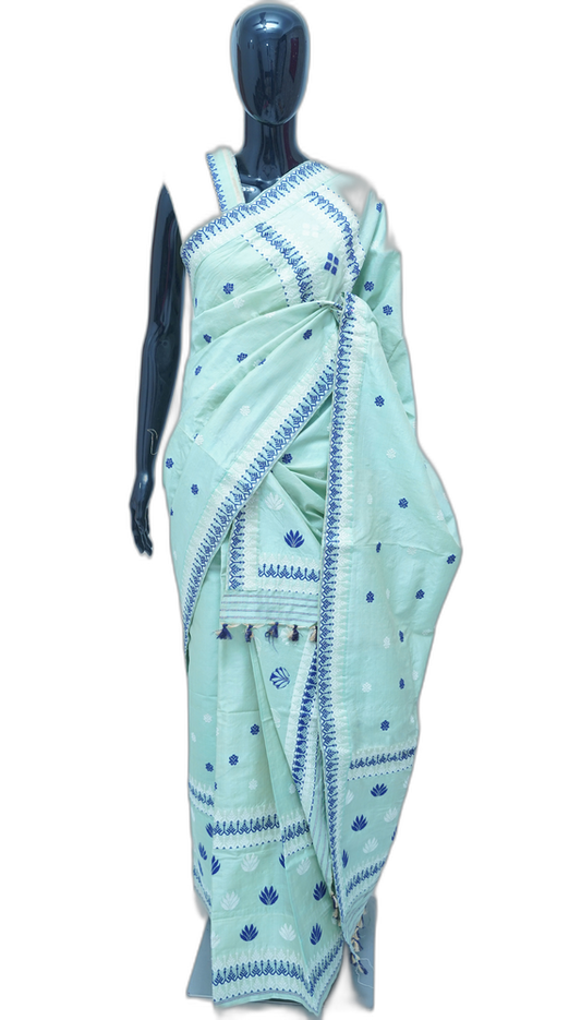 Toss Pat Sador Mekhela with Eri Silk – Light Colo