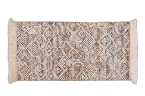 Handmade Beige Carpet with Artistic Patterns