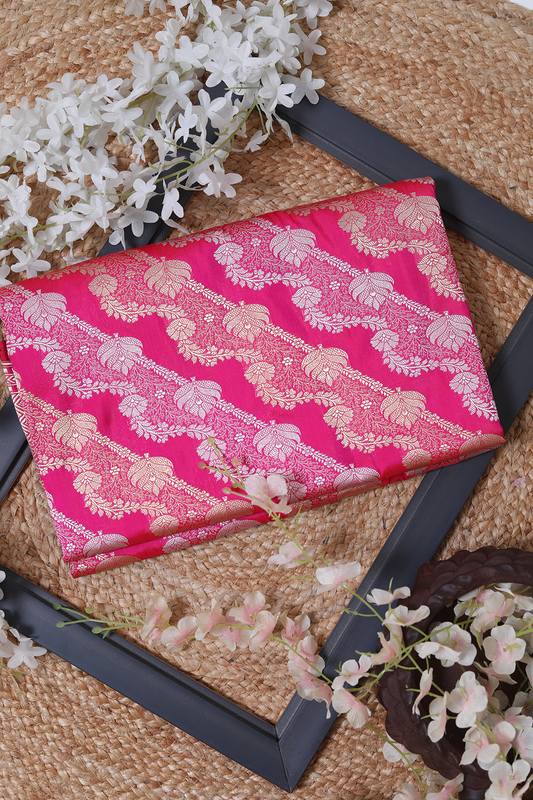 Dark Pink Kadwa Jaal Dupion Silk Saree - Elegant Handwoven Luxury