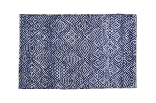 Handmade Blue Carpet with Tonal Blue Patterns