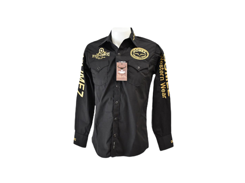 GOMEZ MEN LONG SLEEVE WESTERN SHIRT BLACK