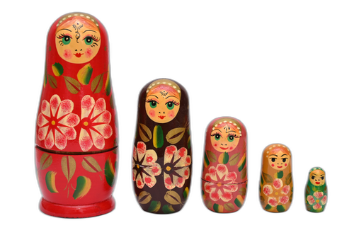 Handcrafted Wooden Indian Nesting Doll Set (5 Pieces)