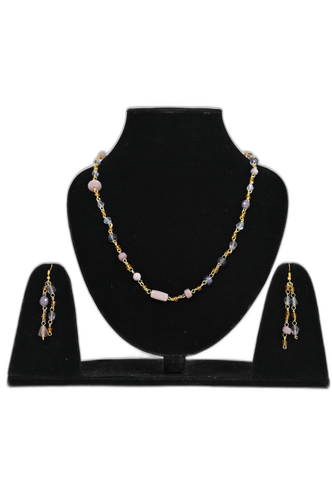 Purple Mix Glass Bead Necklace Set