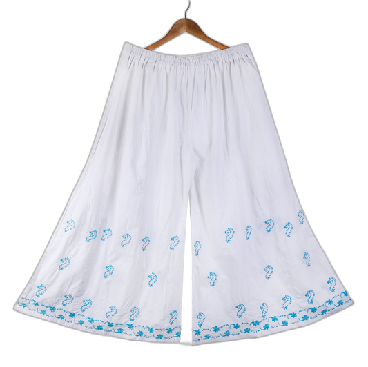 Cotton Blue Palazzo Pants