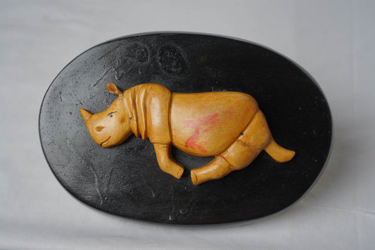 Handmade Wooden Rhino Decor