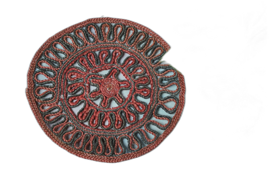 Handwoven Jute Place Mat – Maroon, Circular