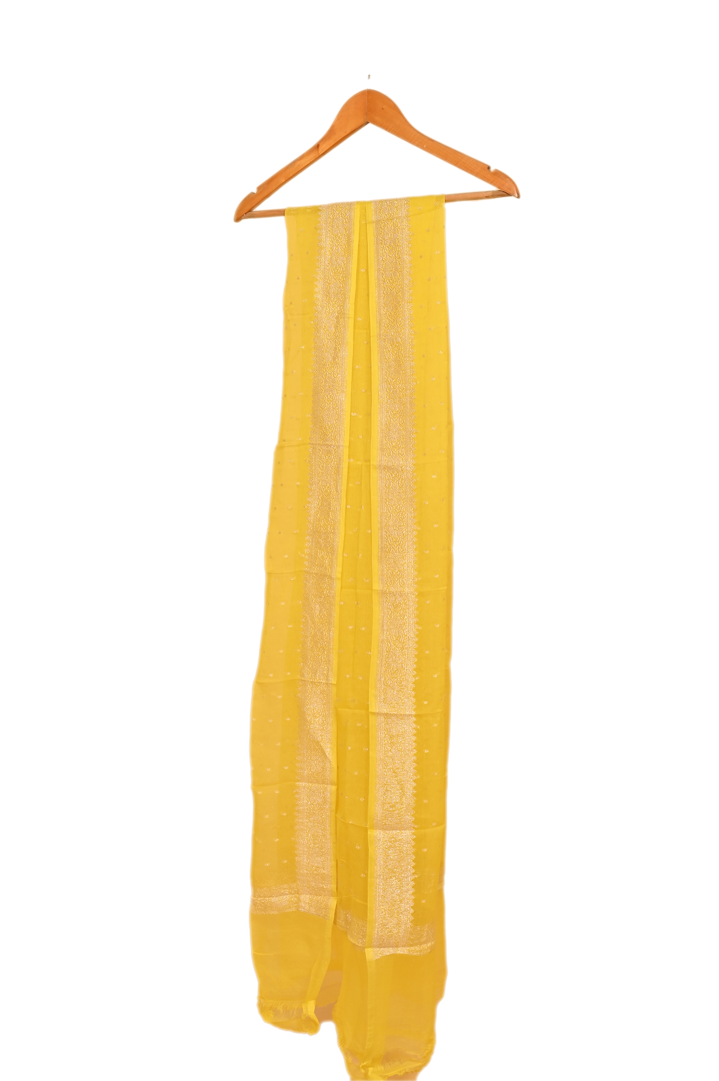 Bright Yellow Chiffon Silk Saree