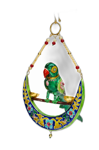 Gulabi Meenakari Hanging Parrot