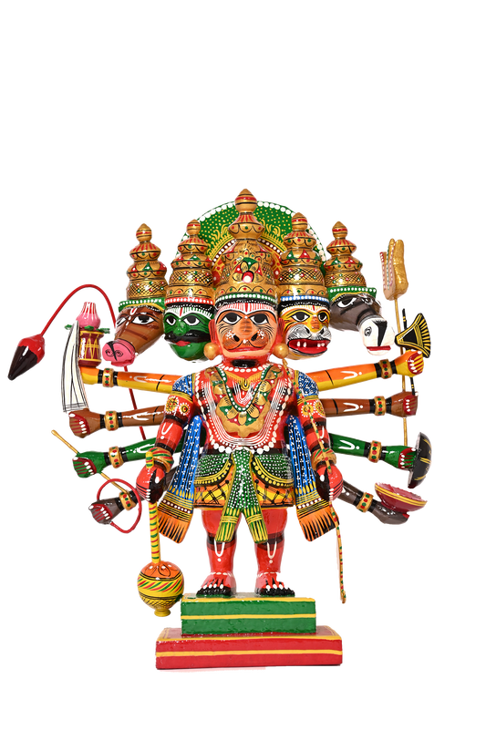 Wooden Lacquerware Panchmukhi Hanuman Ji