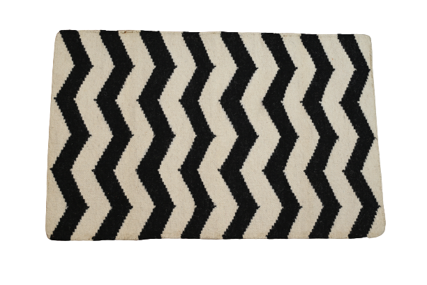 Black & White Striped Silk Wool Carpet