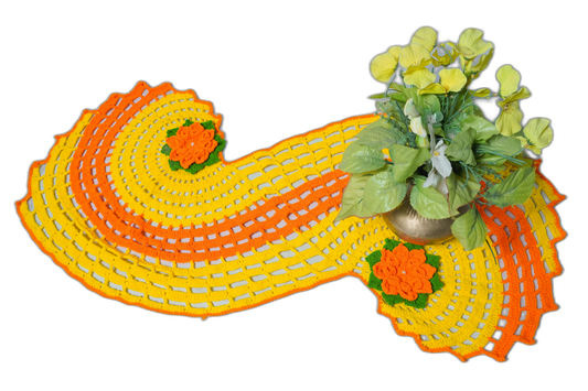 Hand Crocheted Table Runner – Orange and Yellow
