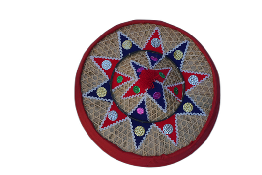 Handmade Bamboo Japi (24 inches, Red & Blue)