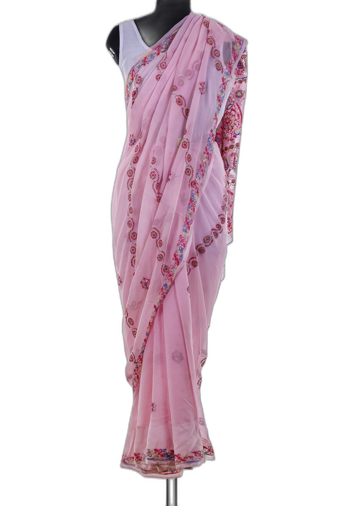 Handcrafted Baby Pink Saree