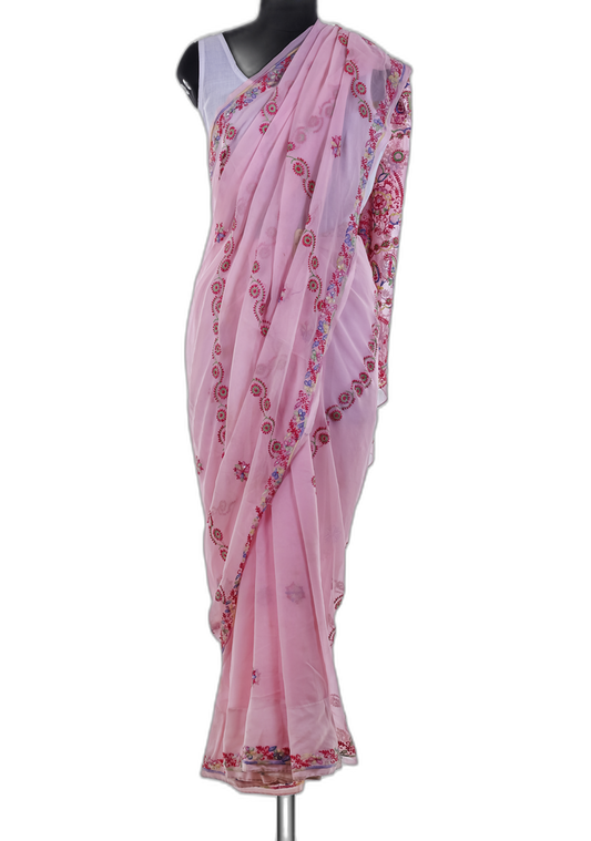 Handcrafted Baby Pink Saree