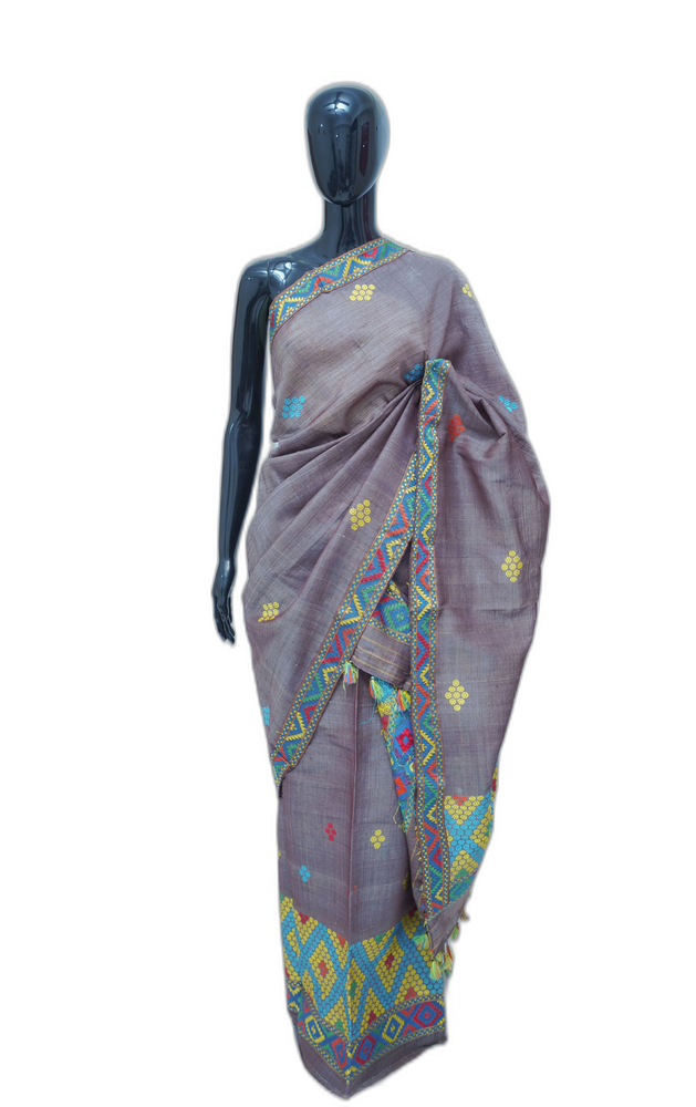 Cotton by Nuni Paat Silk Mekhela Sador – Grape Color