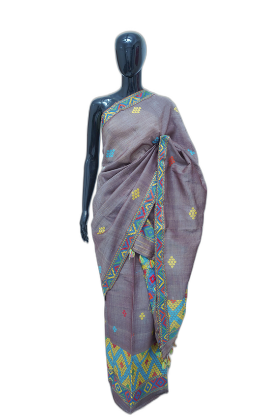 Cotton by Nuni Paat Silk Mekhela Sador – Grape Color