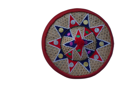 Assamese Handmade Japi/Hat (18 inches, Red & Blue)